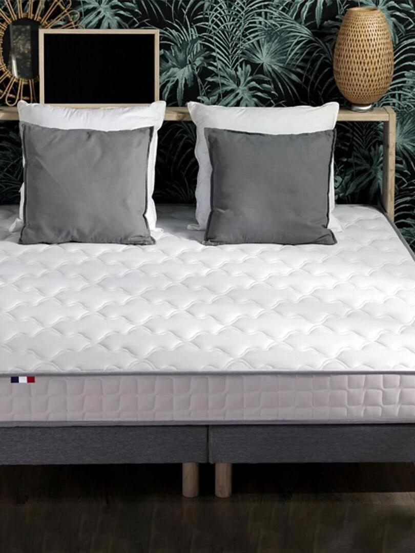 Ensemble Matelas 100% latex 3 zones PURE + Sommier Fabriqué en France   Sommier Gris chiné   Gris Blanc