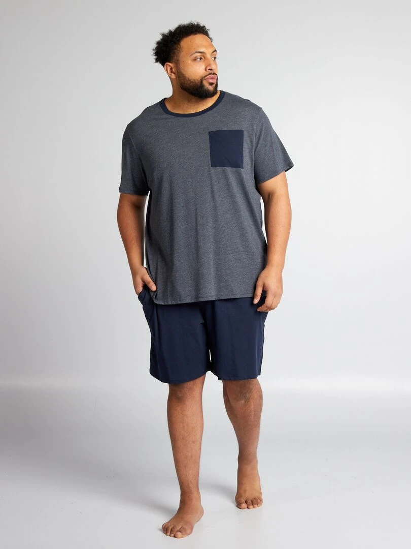 Ensemble pyjama court t shirt + short 2 pièces Marine