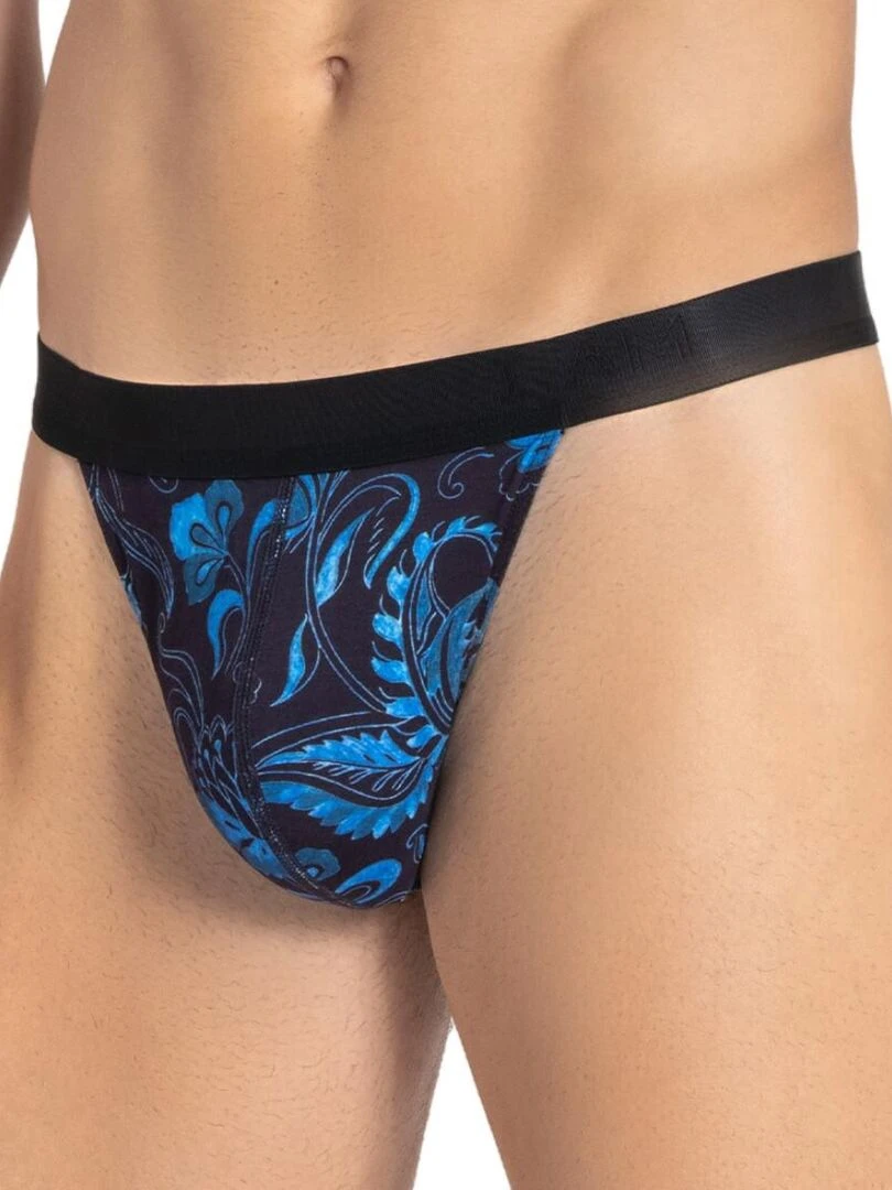 String pour homme en lyocell et à motif cachemire Kanji Bleu