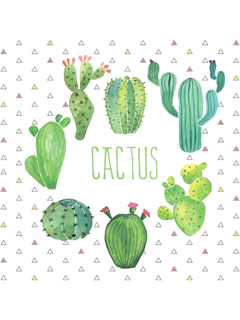 Lot de 20 serviettes papier cactus Blanc