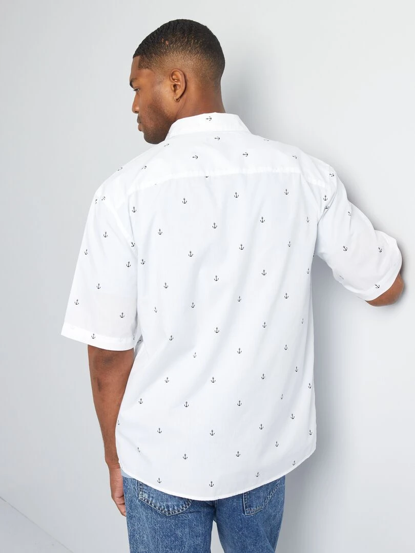 Chemise imprimée à manches courtes   Blanc
