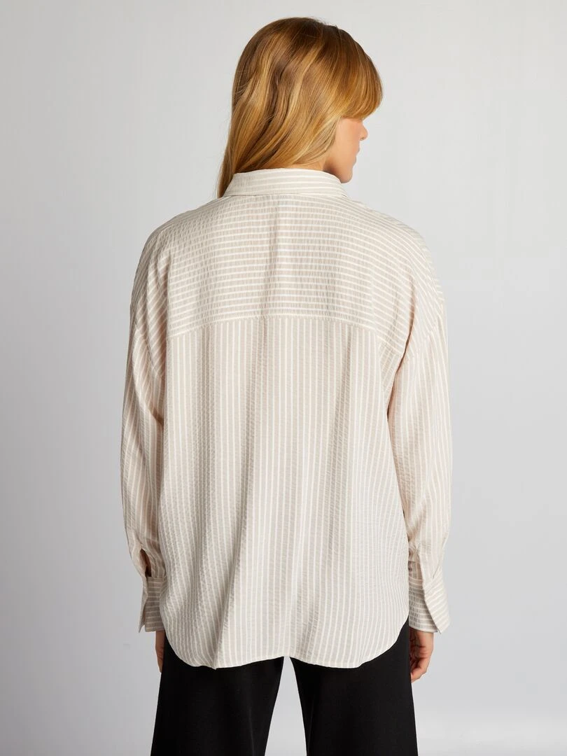 Chemise oversize à rayures   BEIGE