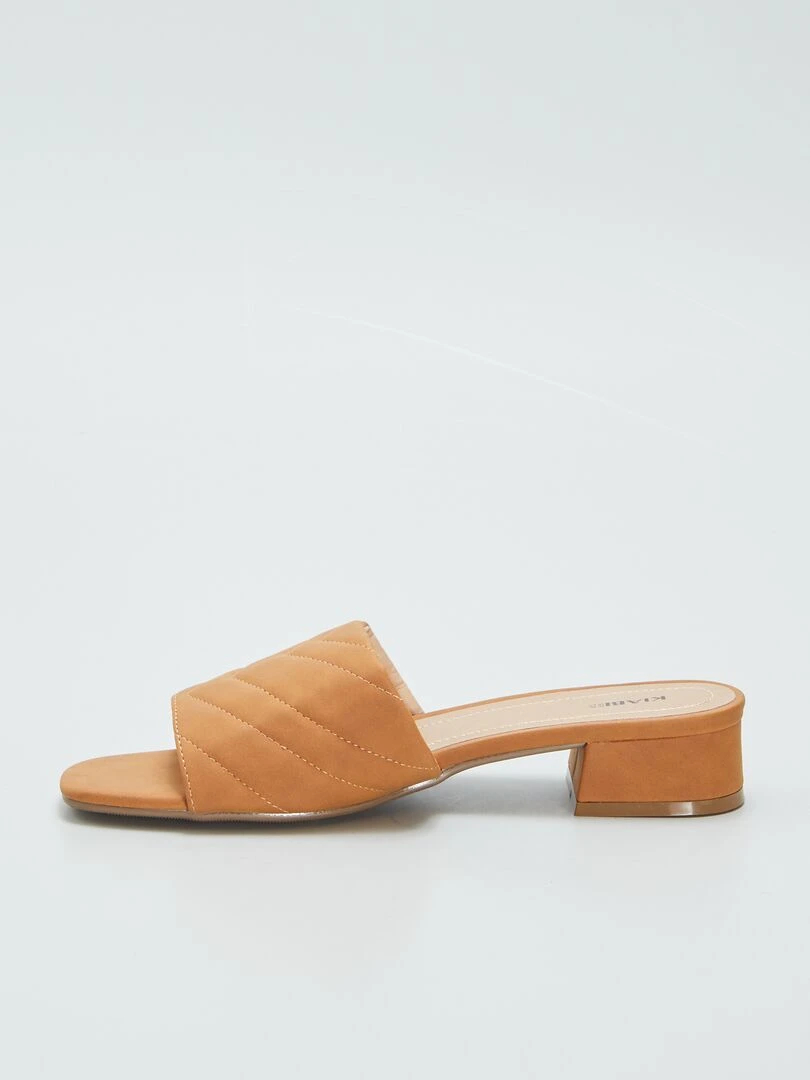 Mules à talons avec bride matelassée   Camel