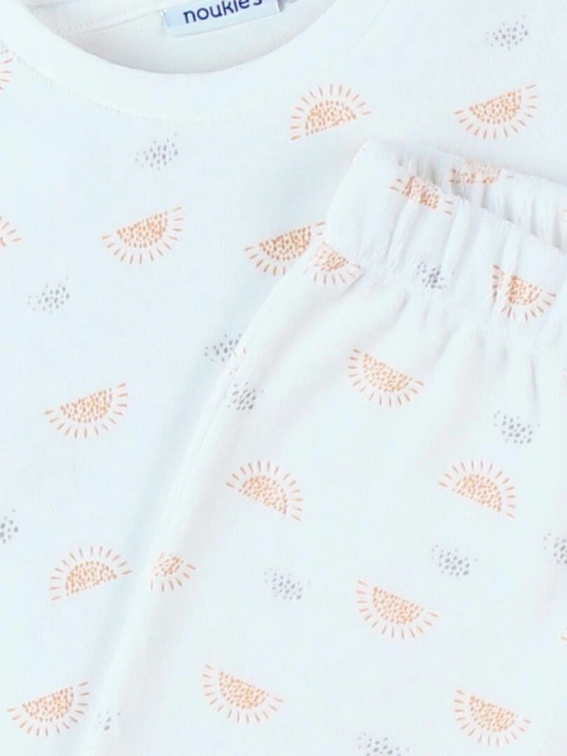 Pyjama 2 pièces imprimé coucher de soleil en velours    Noukie's   Blanc