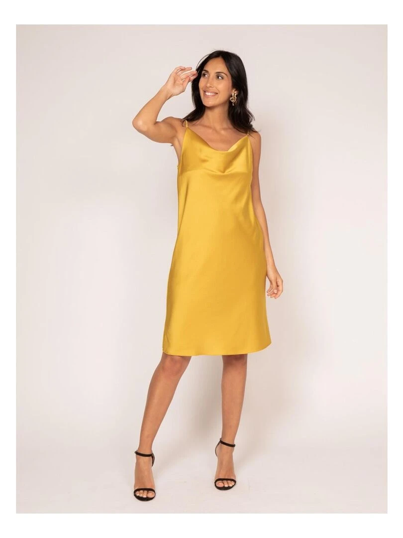 Robe courte satin IDALIA   Moutarde