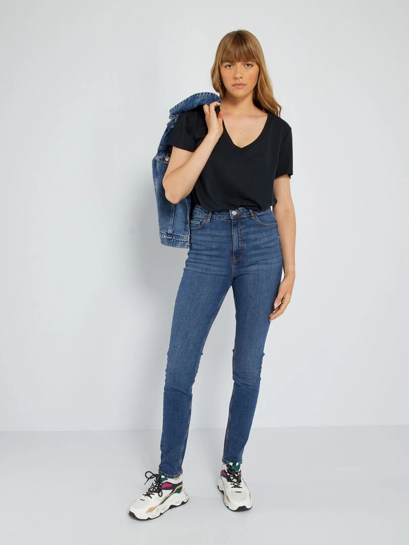 Jean skinny à taille haute L34 Bleu
