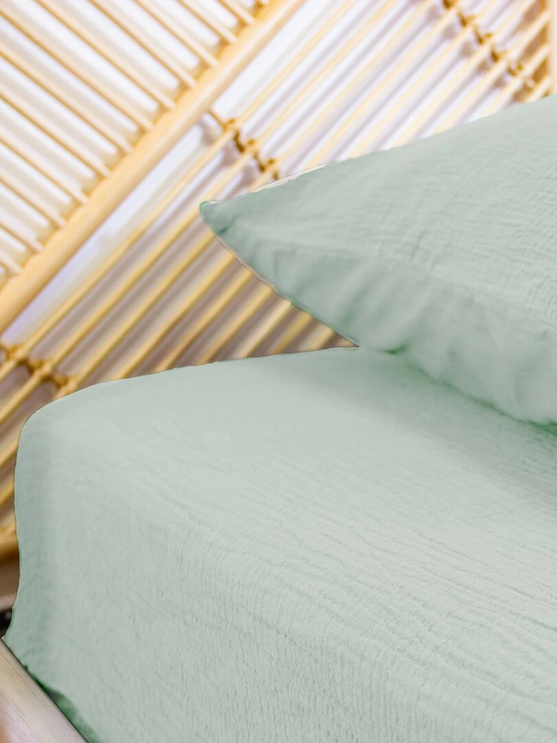Drap housse en gaze de coton Vert amande