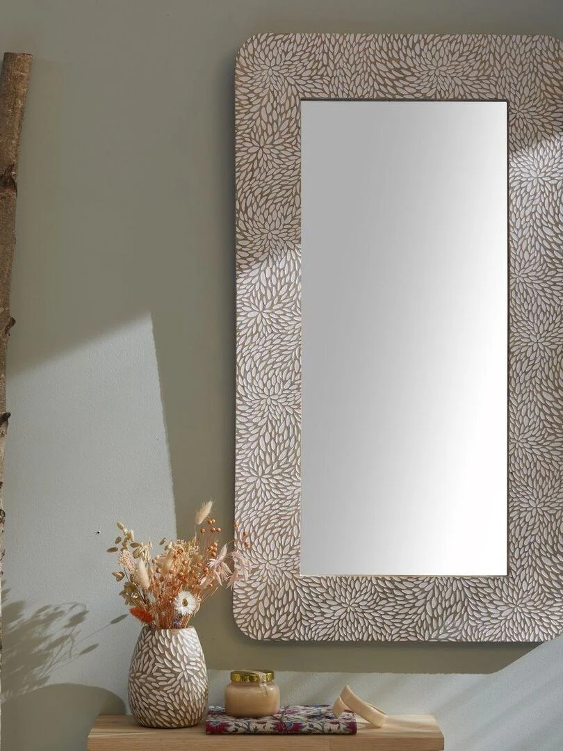 Miroir sculpté 'MANGO WOOD' 'TODAY' Beige