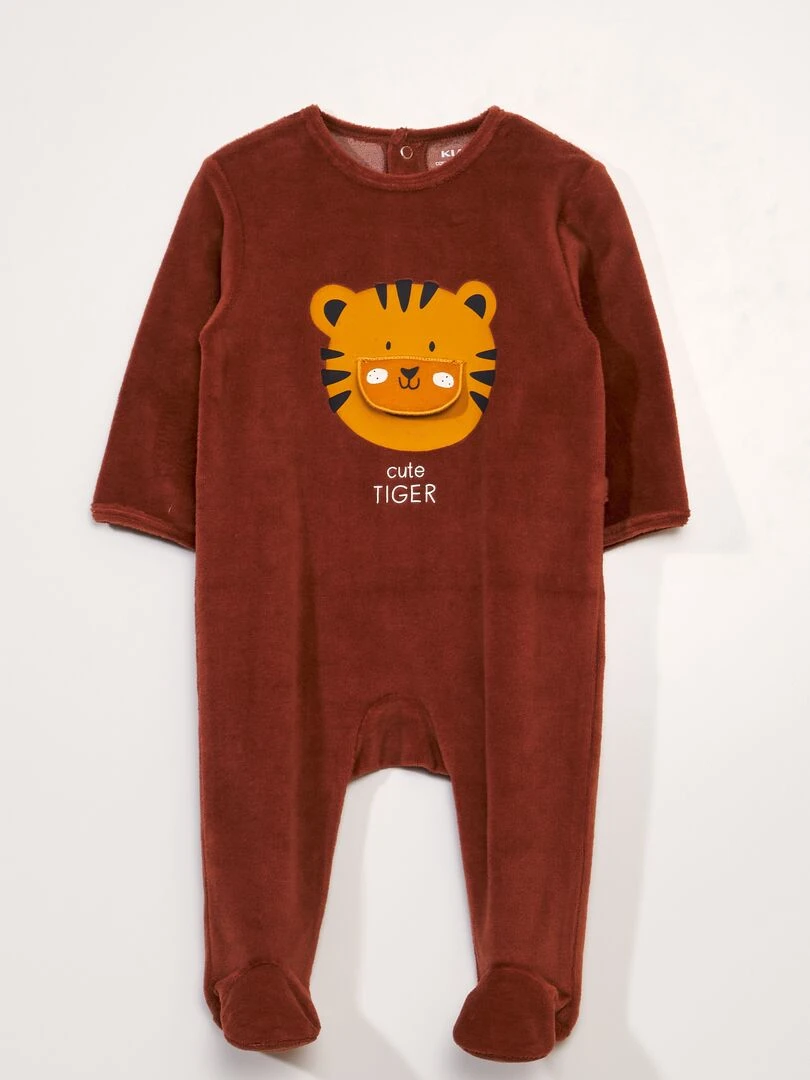Pyjama dors bien en velours Marron