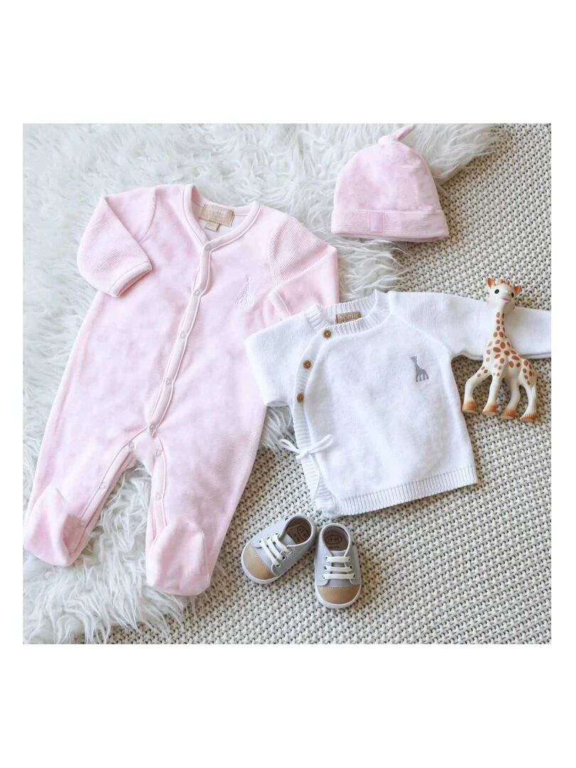 Bonnet naissance en velours bébé Trois Kilos Sept Rose