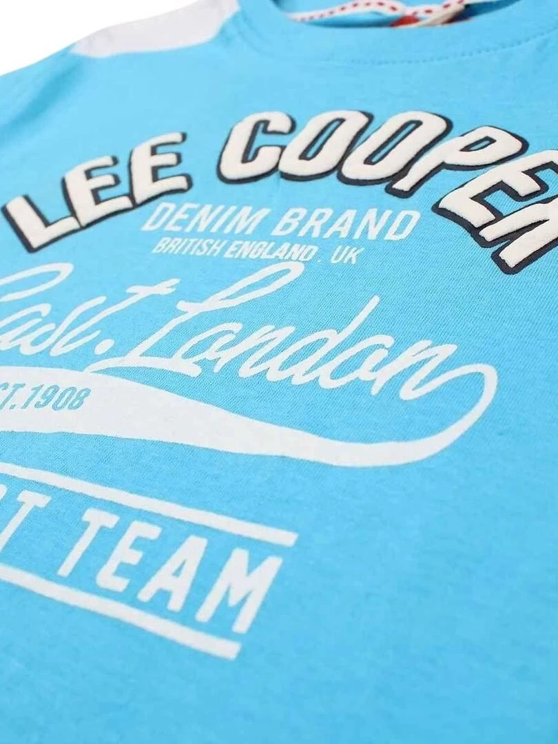 Lee Cooper   T shirt garçon imprimé logo en coton   Bleu ciel