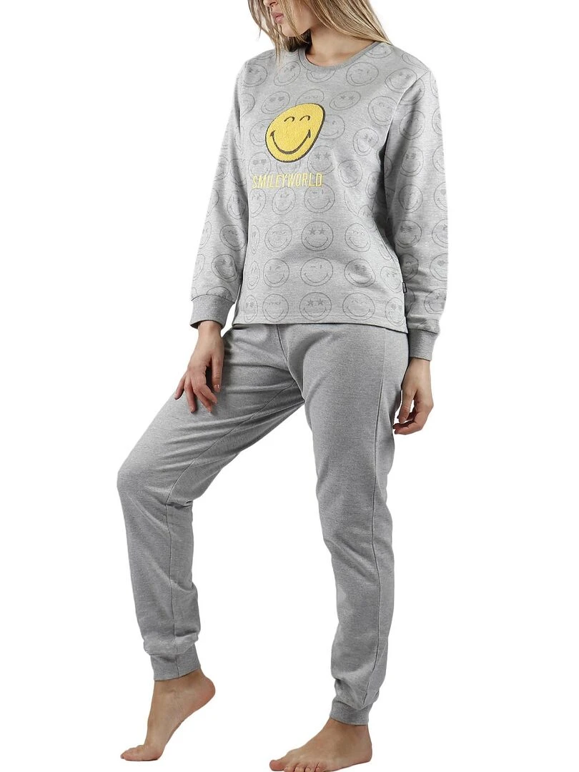 Pyjama pantalon et haut Heroes Smiley   Gris