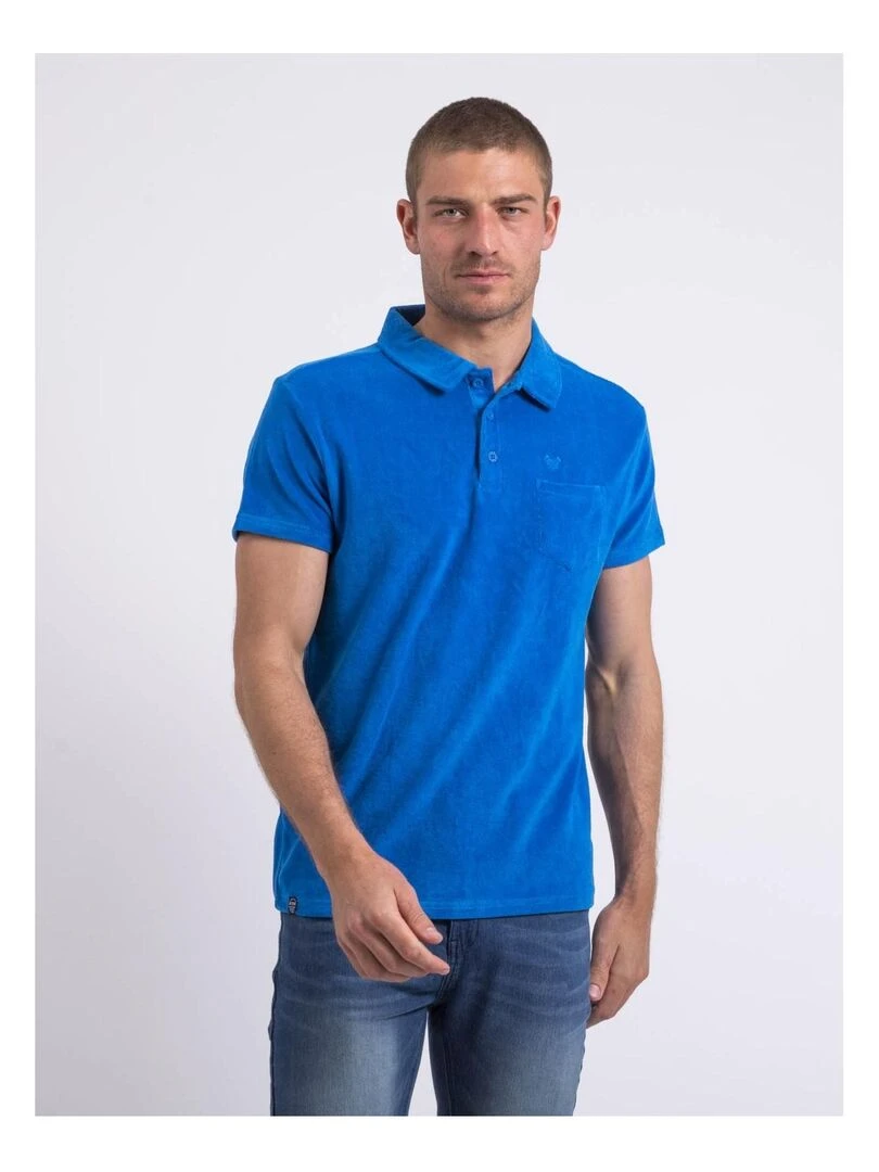 Polo manches courtes éponge PIBARK Bleu roi