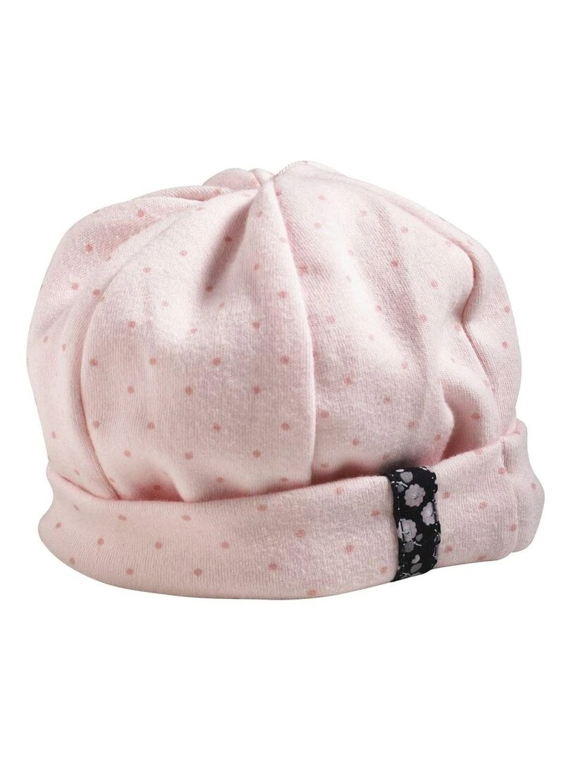 Bonnet de naissance en coton SAUTHON Rose