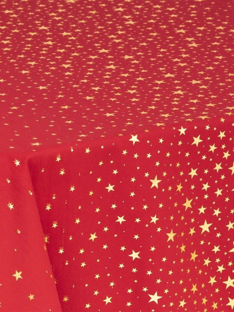Nappe 140x240 cm Etoiles rouge et or coton Rouge