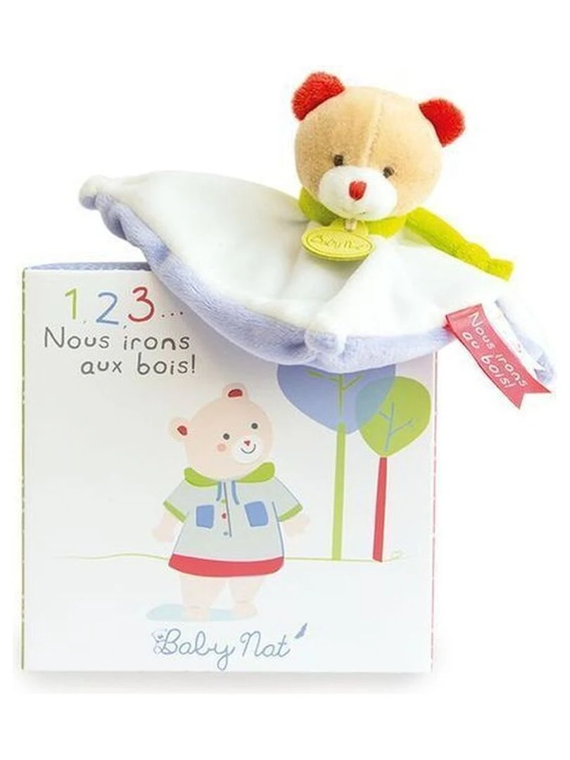 doudou Babynat Ours Blanc 1 2 3 nous irons au bois dans mon panier Plat Blanc