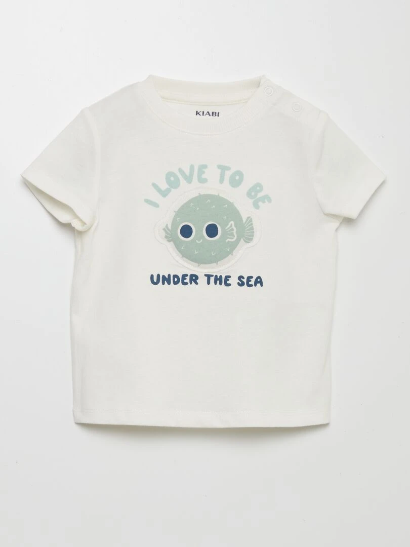 T shirt avec animation en relief Blanc