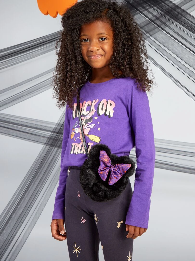Sac en fausse fourrure 'Mnnie' 'Halloween' Noir