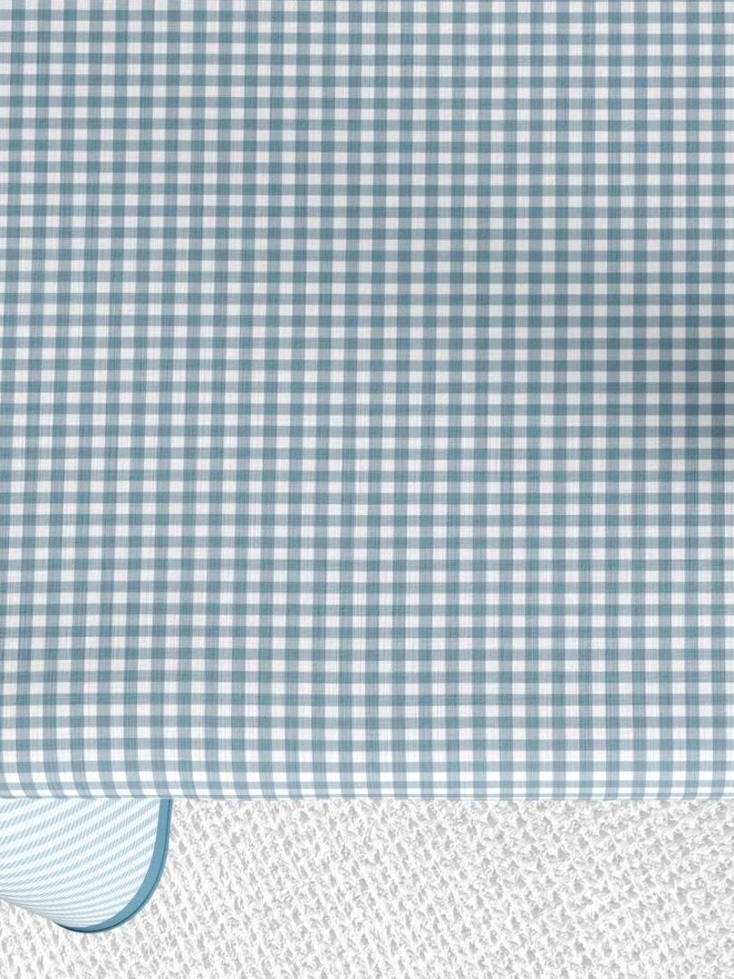 Nappe rectangulaire anti tache en Coton   Vichy Bleu   Bleu