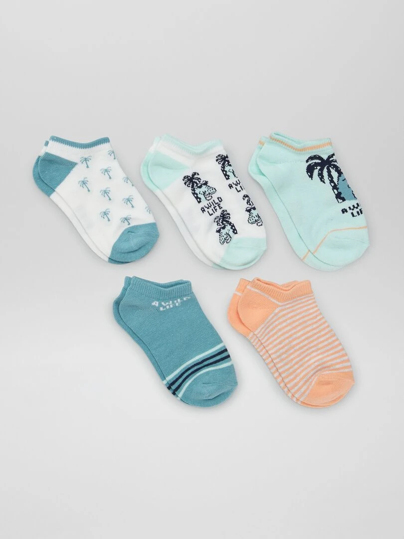 Chaussettes invisibles Blanc/orange/vert