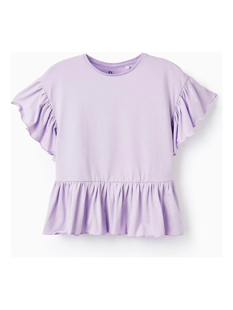 T shirt en Coton avec Volants pour Fille manches courtes EXPLORING AUSTRALIA Mauve