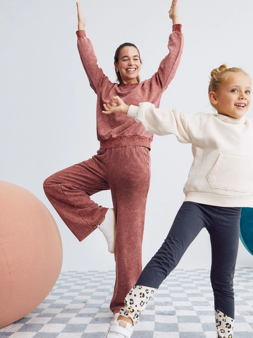 Jogging effet délavé Rouge