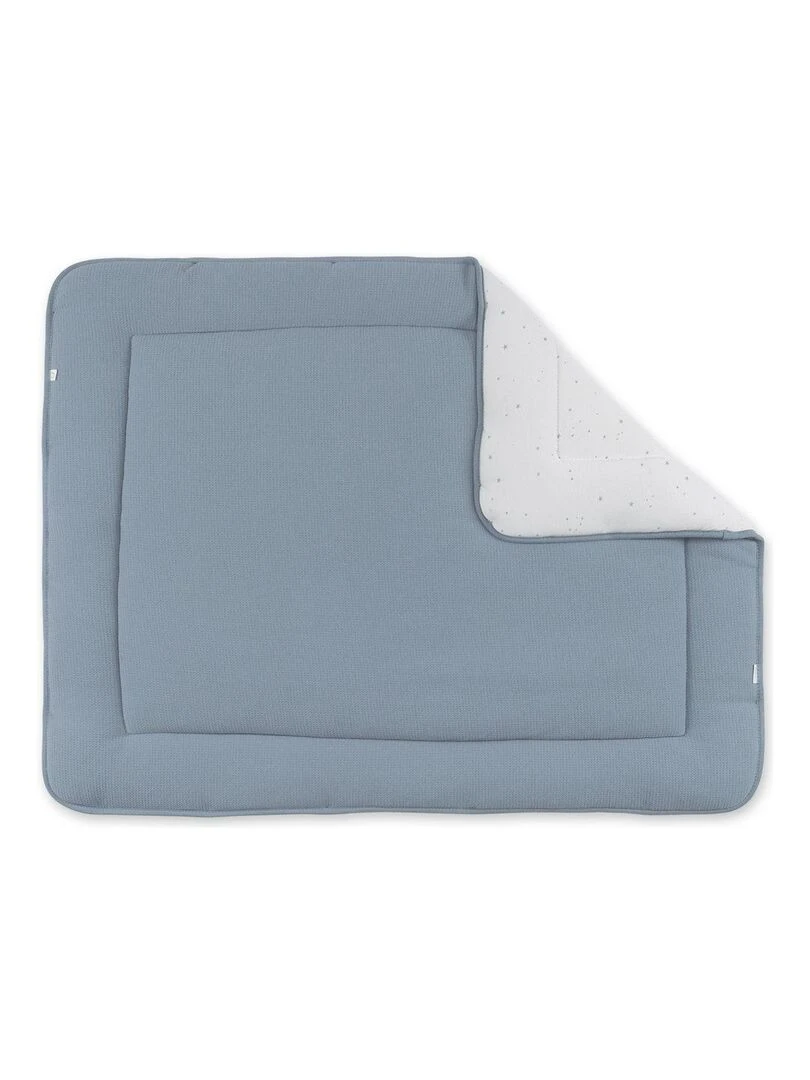 Bemini Tapis de parc et jeu Pady waffle Bio et jersey Bio Bleu gris