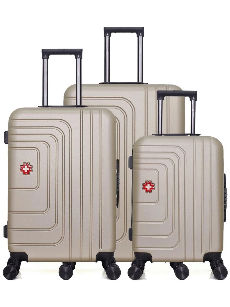 Set de 3 Valises Rigides Grand Format Taille Moyenne et Valise Cabine RUTI Beige