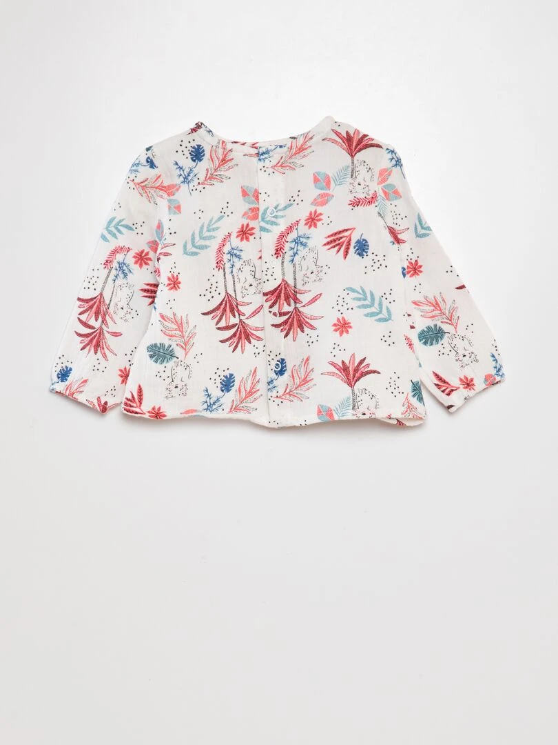 Ensemble blouse + jean   Blanc/rose/bleu