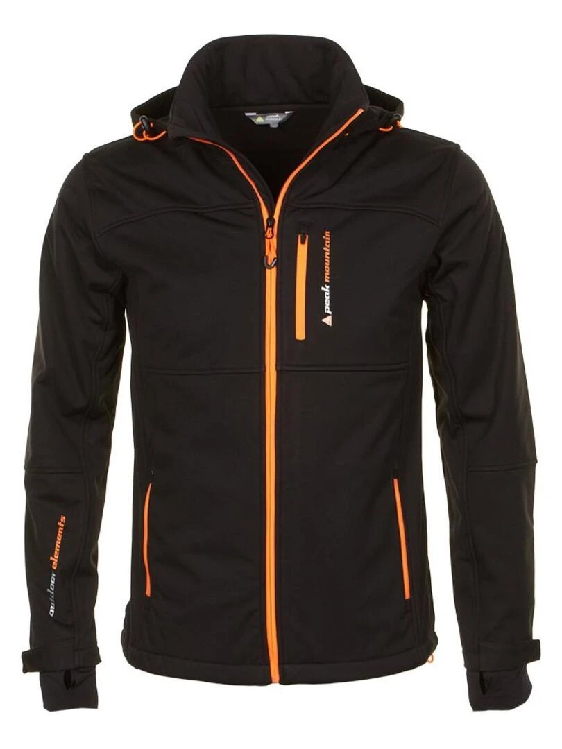 Blouson softshell homme CANNE PEAK MOUNTAIN Noir Orange