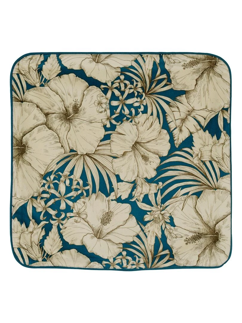 Housse de coussin à motif floral Bleu