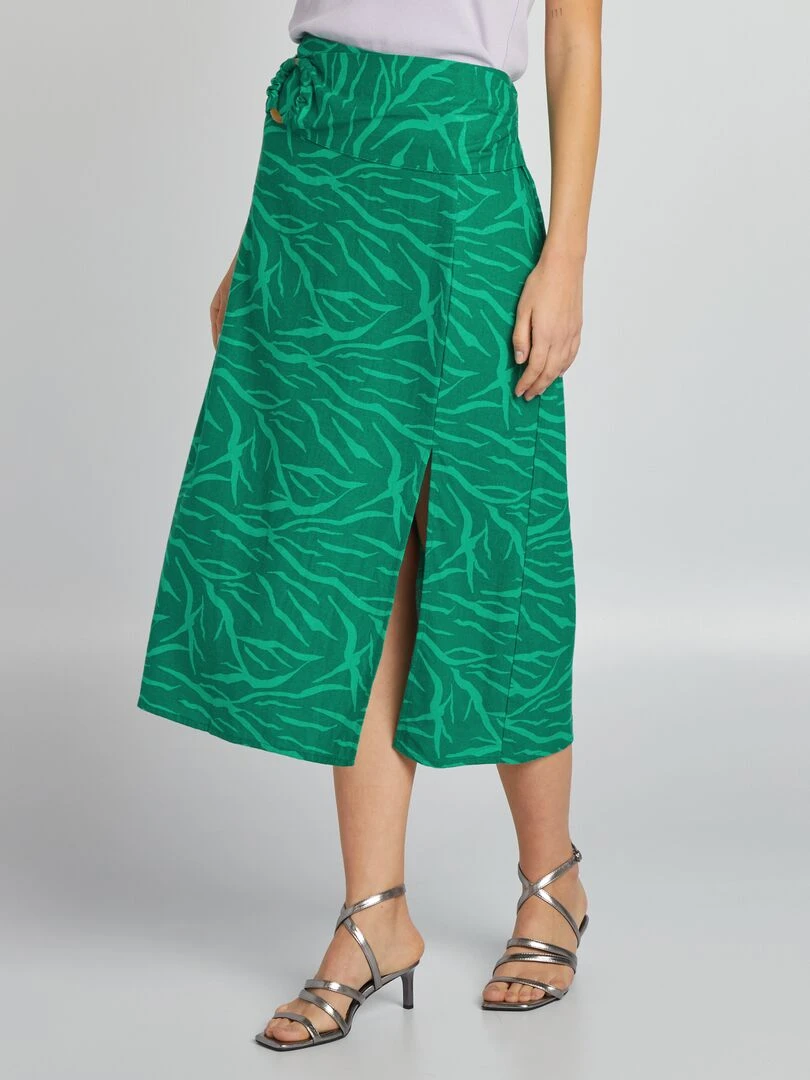 Jupe midi zébré Vert