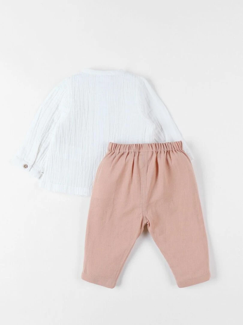 Set cérémonie chemise + pantalon écru/caramel clair Noukie's Beige
