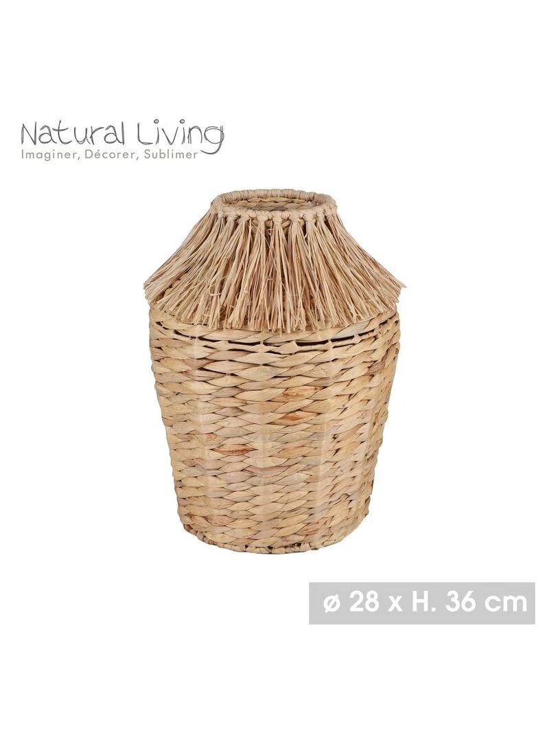 Panier jacinthe d'eau et raphia H36 Beige