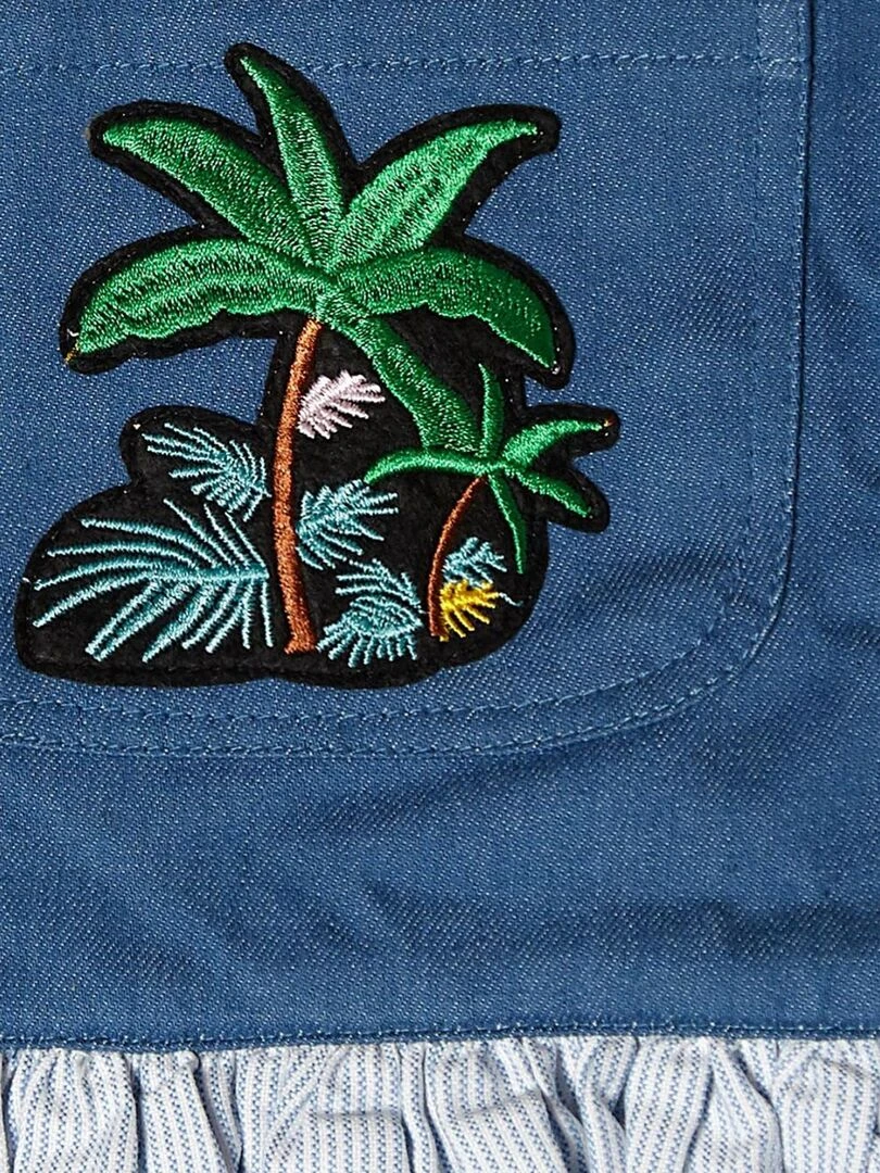 Robe Salopette Fille  Volants Fines Rayures es  GIGI   'LA FAUTE A VOLTAIRE'   Bleu Bleu marine Blanc