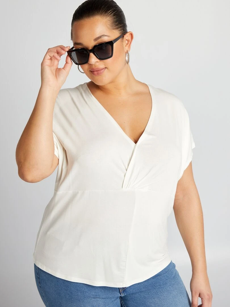 T shirt à manches chauve souris Blanc