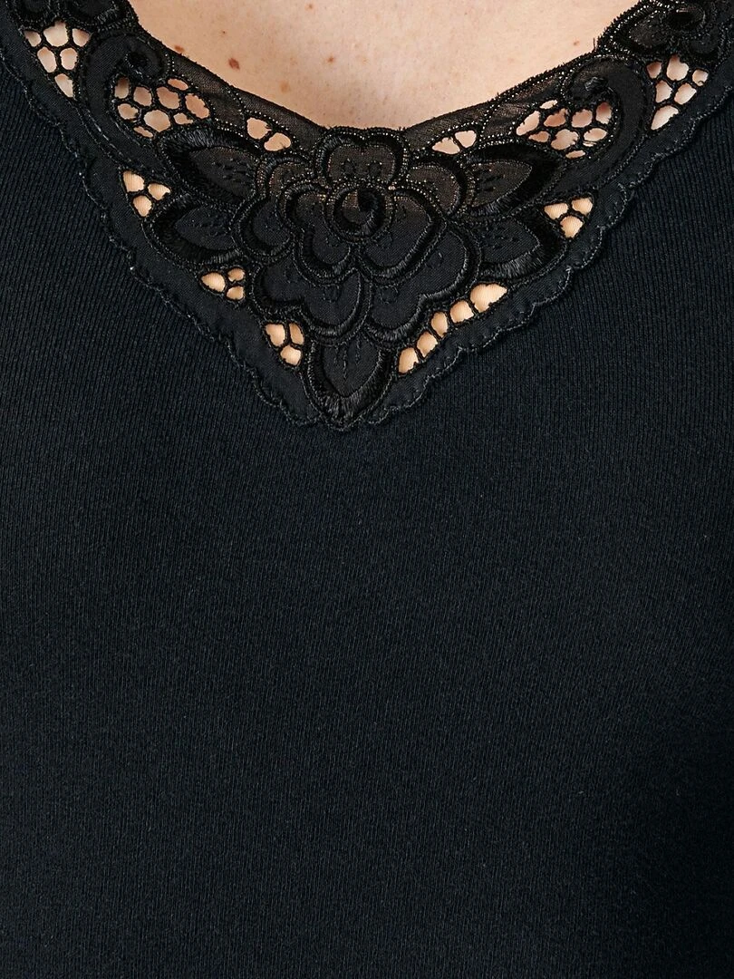 T shirt manches courtes Essential pur coton peigné   Damart   Noir