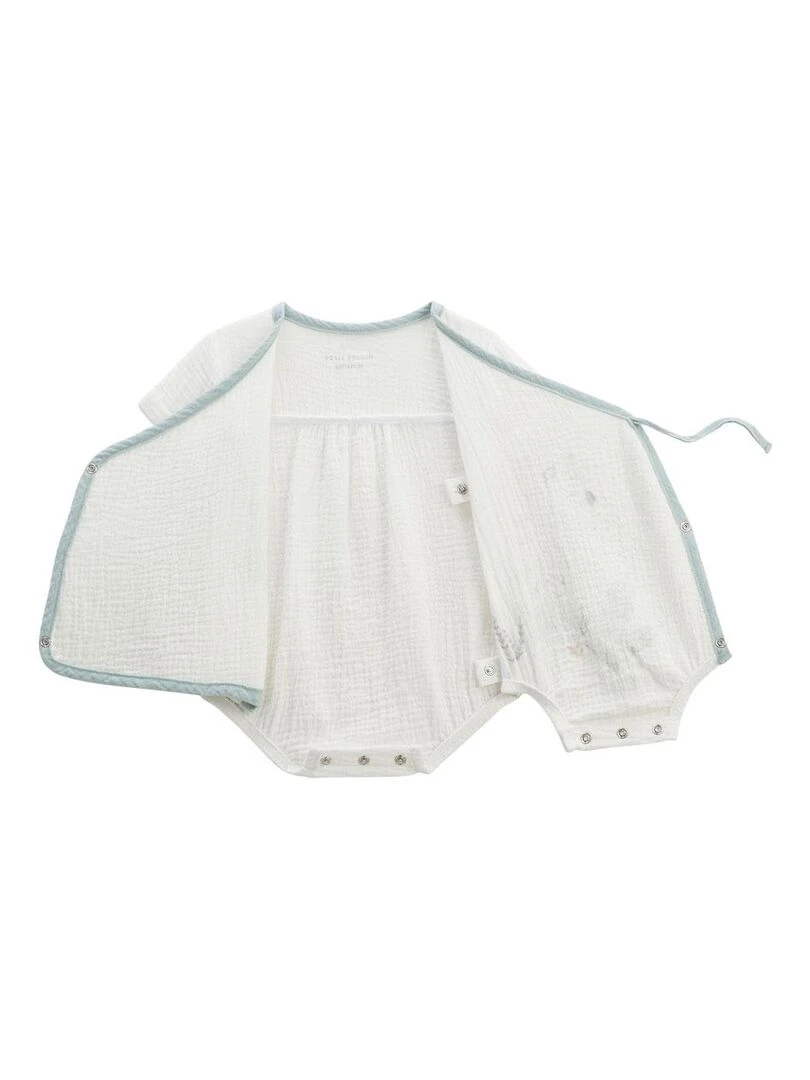 Body bloomer bébé manches courtes écru ouverture croisée Kimi   Ecru