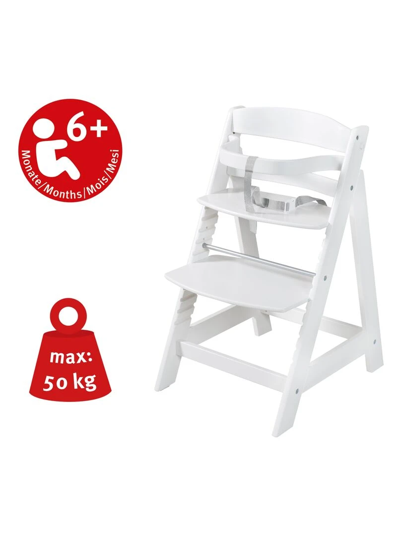 ROBA Chaise Haute Évolutive "Born Up" + Transat "roba Style"   Gris/blanc   Blanc