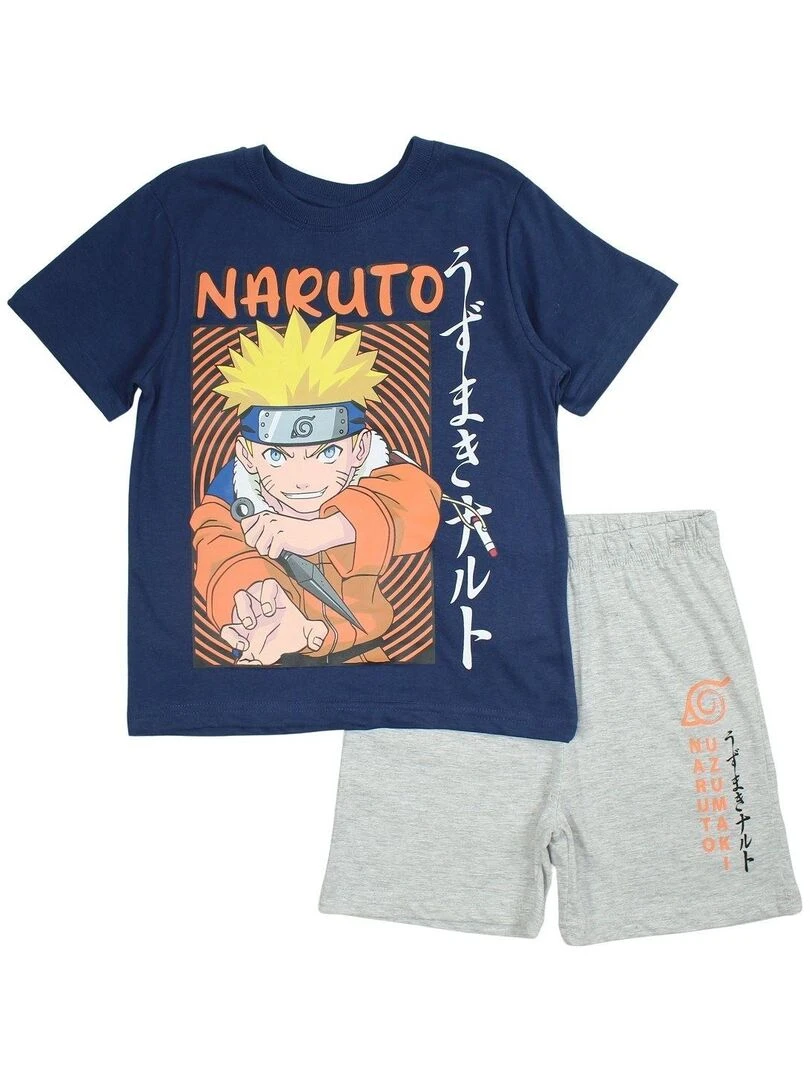 Naruto Ensemble T shirt short garçon Imprimé Naruto Bleu marine