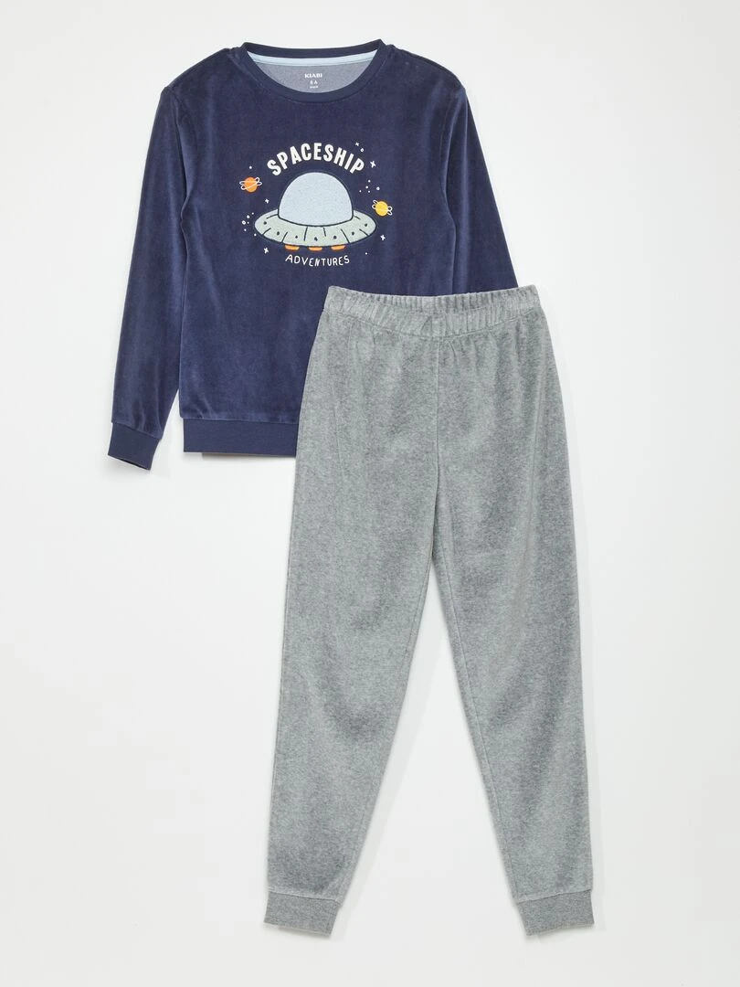Pyjama le velours 2 pièces Bleu