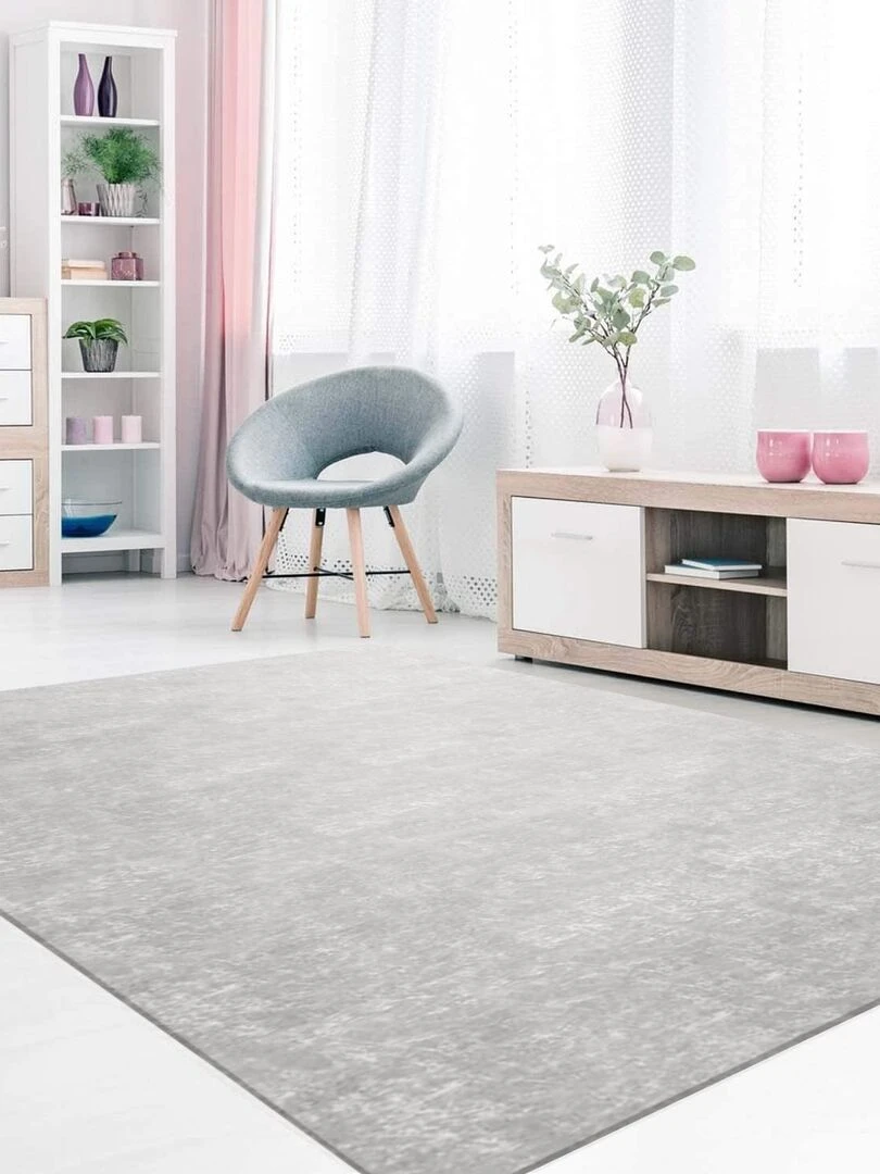 Tapis Pastel Uni Gris Gris