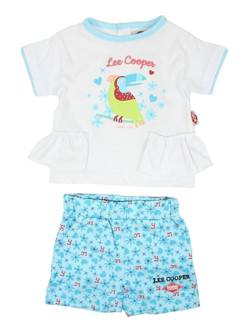 Lee Cooper Ensemble T shirt short bébé fille Imprimé Lee Cooper Bleu