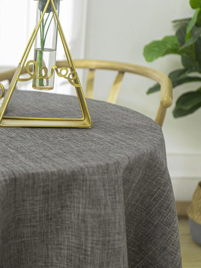 Nappe ronde infroissable et anti tâches   gris anthracite