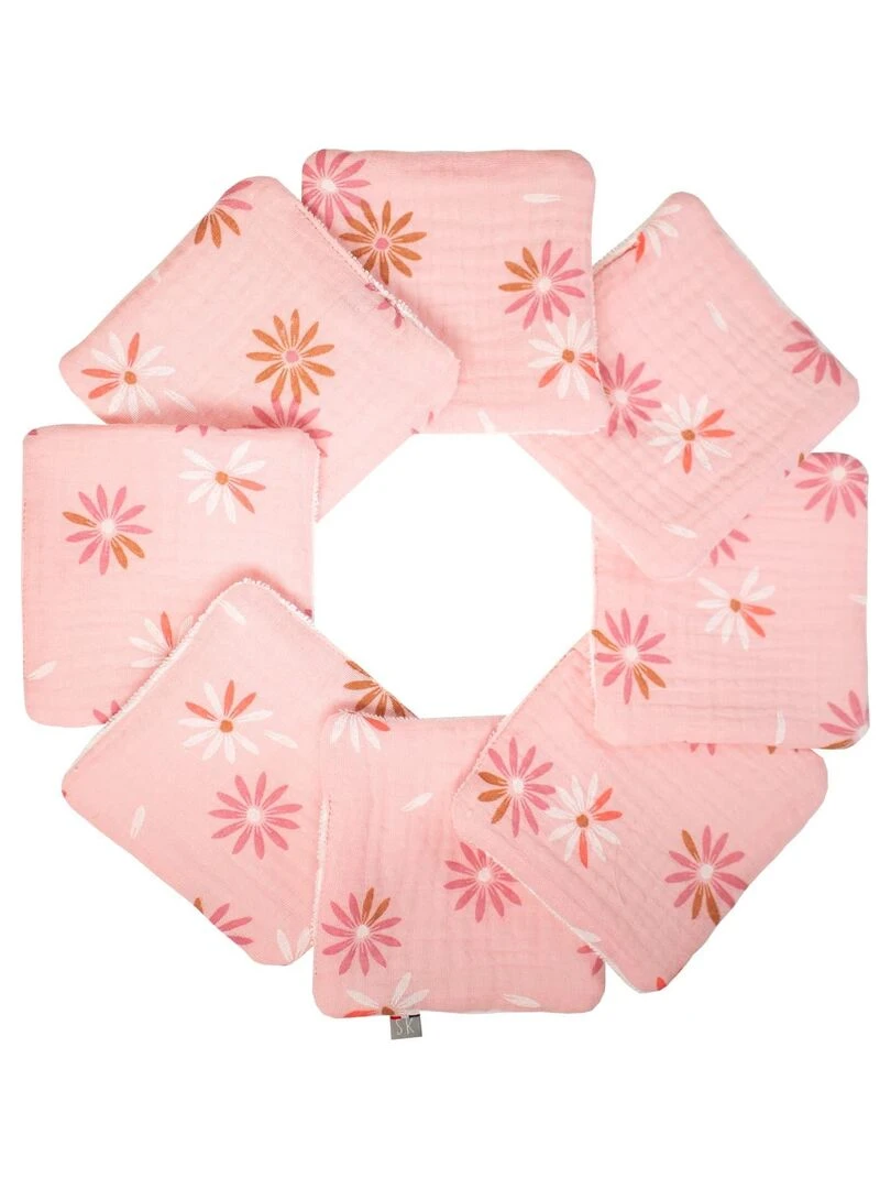 Lingettes bébé lavables 8 pièces Rosella Rose