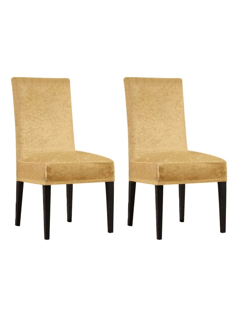 Lot de 2 Housses de chaise velours Doré Doré/or