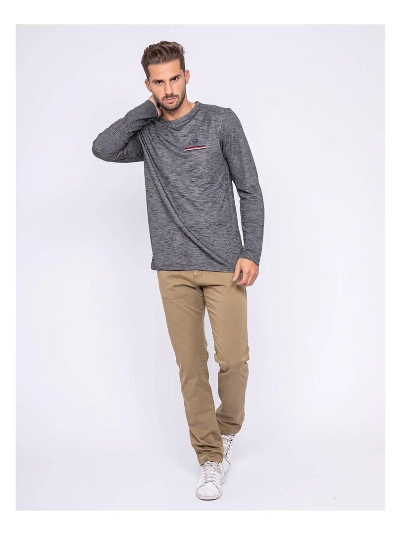 T shirt manches longues col rond JAWANE   Noir