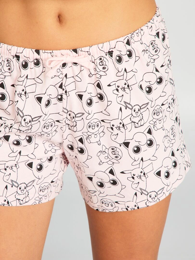 Pyjama court imprimé 'Pokémon'   2 pièces   blanc/rose