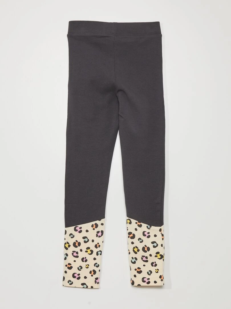 Legging en jersey avec bas léopard   Noir/léopard