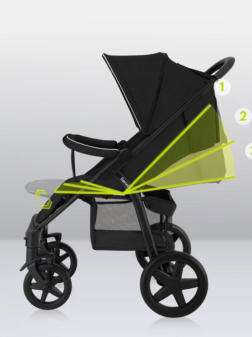LIONELO Annet Plus Poussette canne universelle Jusqu'à 22 kg Noir Noir